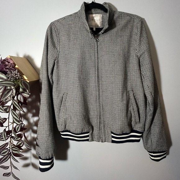 Zara Houndstooth Bomber Jacket - Medium - Black and White - Picture 5 of 5